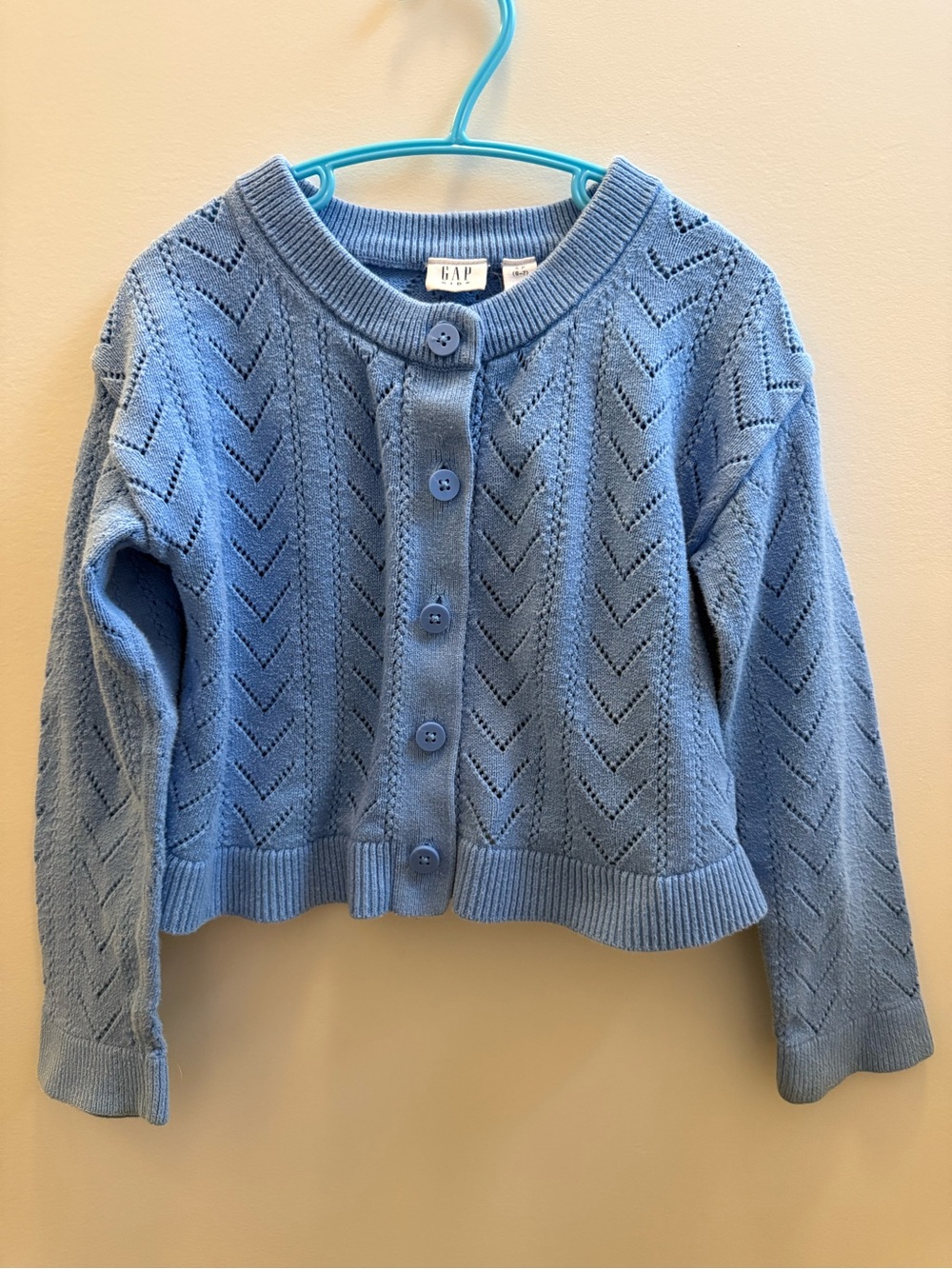 GAP Kids Light Blue Cable Pointelle Knit Cardigan Sweater Size S (6/7)